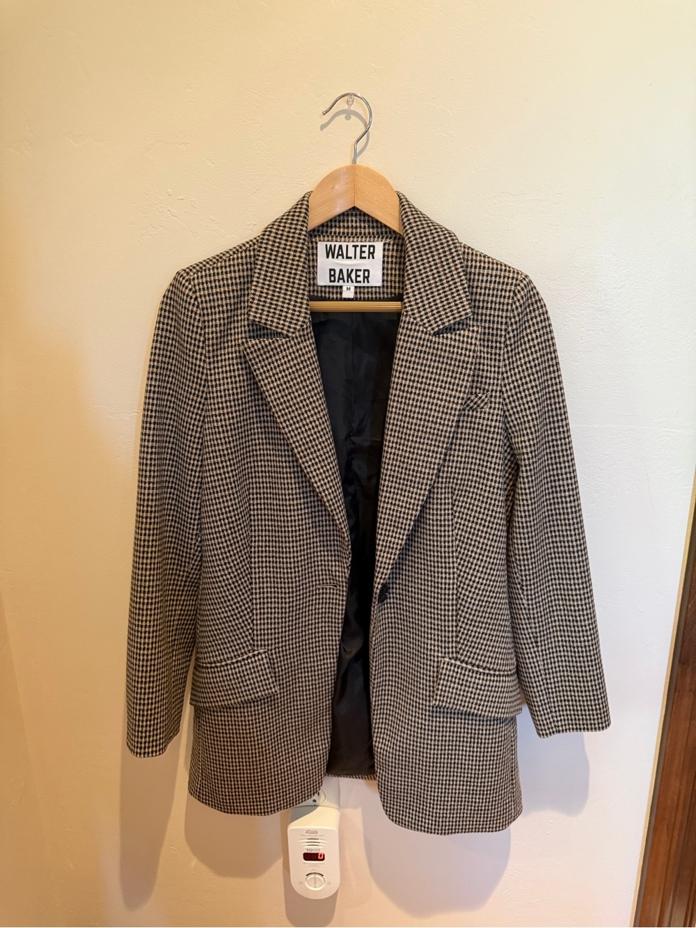 Walter Baker Houndstooth Jacket in Black and Cream